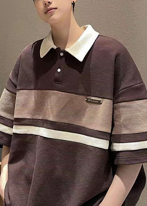 Loose Grey Button Patchwork Cotton Mens Mens Polo Shirts Summer