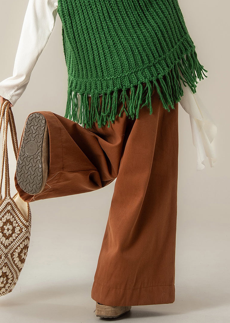 Weit geschnittene, orangefarbene Baumwollhose mit Kordelzug und weitem Bein für den Frühling