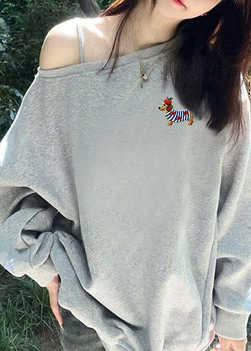 Loose White Print Solid Cotton T Shirts Top Spring