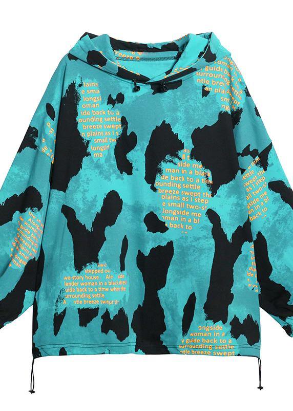 Loose black Letter tops women hooded short fall blouses - SooLinen