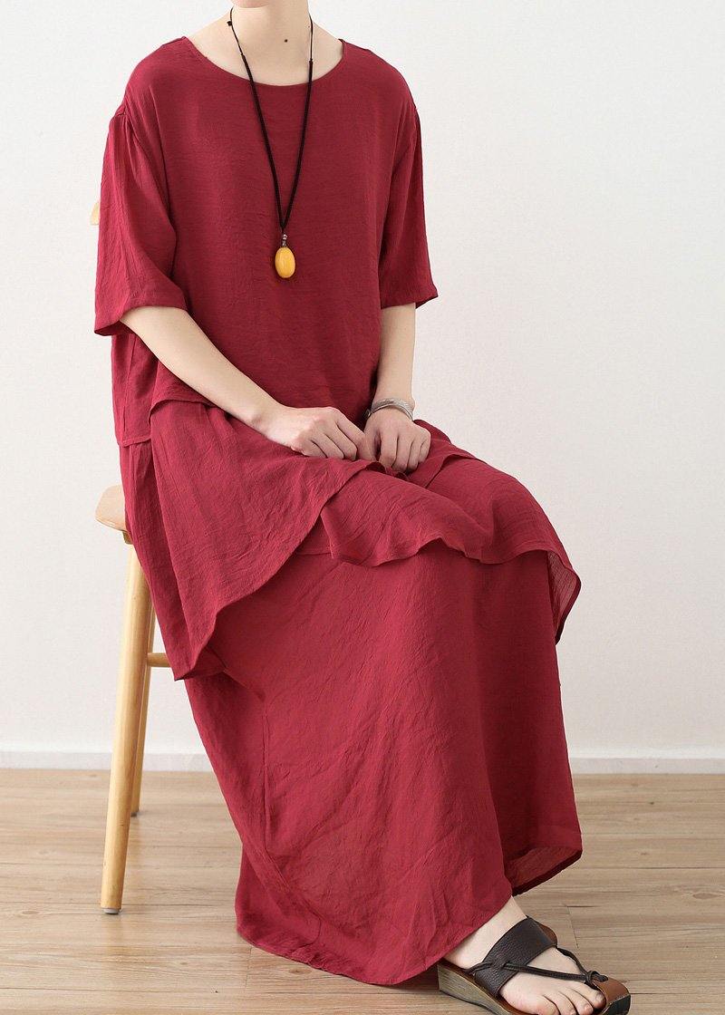 Loose black linen cotton dress plus size Shirts layered Plus Size Clothing summer Dresses - SooLinen