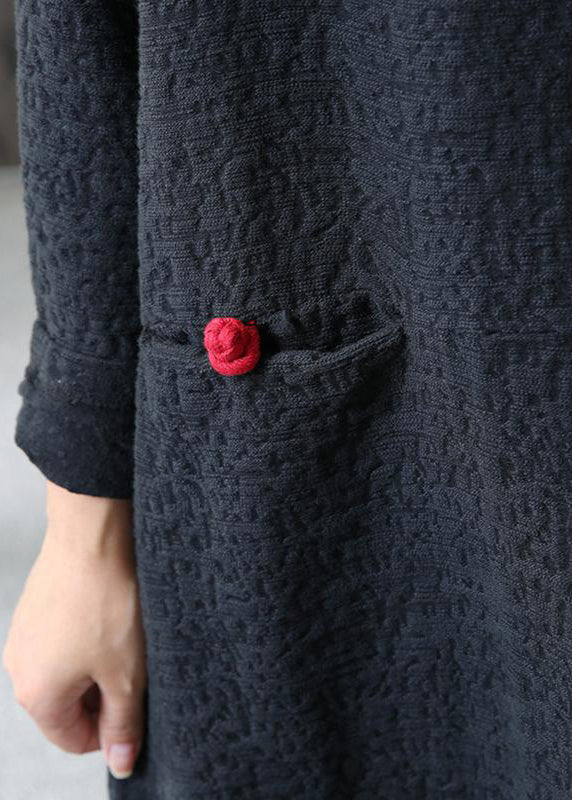 Lose Baumwolle Kleiderschränke Vintage A-Linie Langarm Baumwolle Lose Retro Kleid