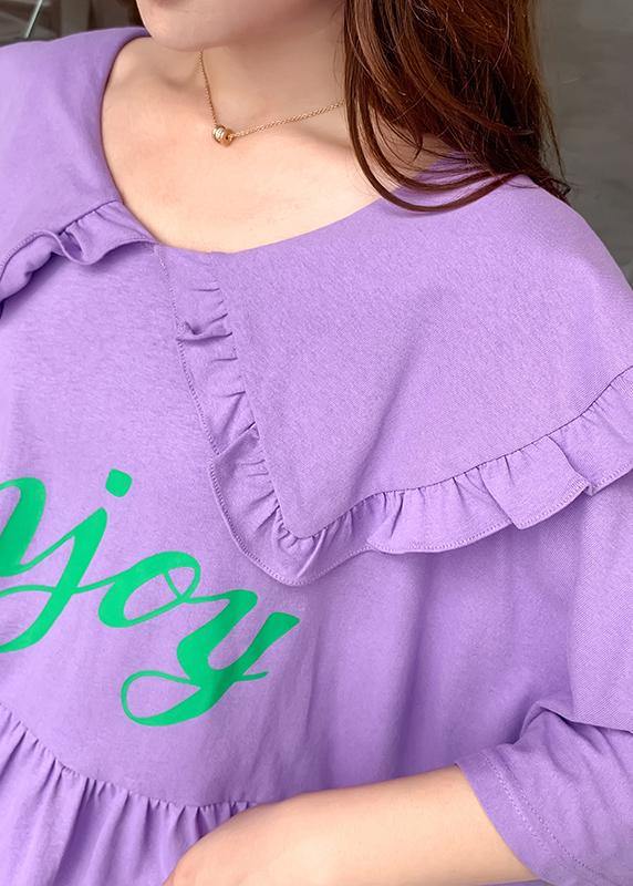 Loose rose Letter clothes For Women Ruffled Batwing Sleeve Dresses - SooLinen