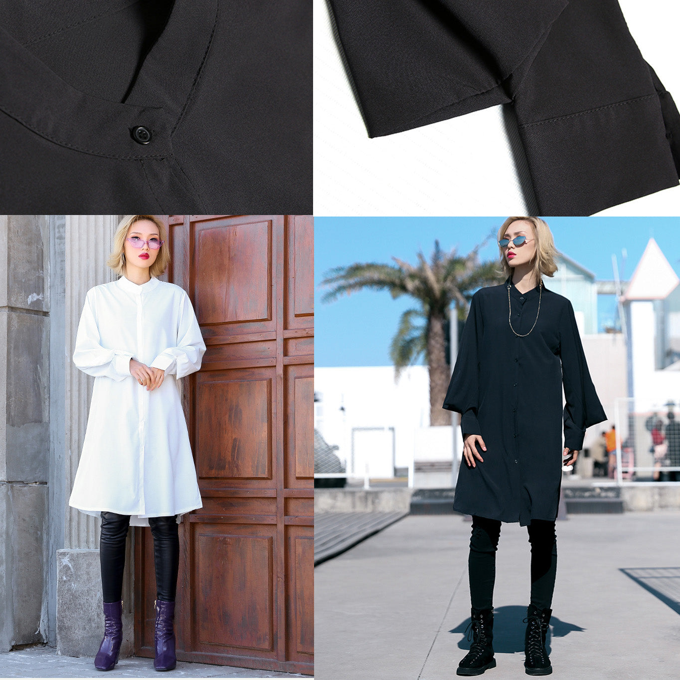 Lockere weiße Baumwollkleidung, stilvolles Baumwollhemd mit Laternenärmeln für die Fotografie