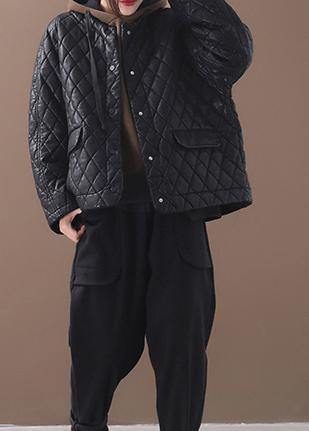 Luxury plus size warm winter over short coat black o neck women outwear - SooLinen