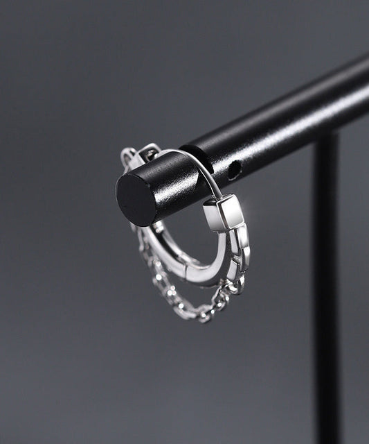 Men Silk Stainless Steel Hoop Earrings