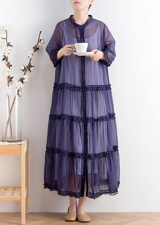 Mid-length sunscreen 2021 new thin Korean blue and purple fairy coat - SooLinen