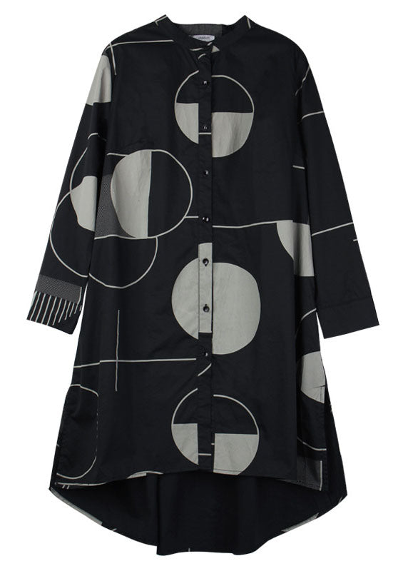 Moderne Schwarze Geometrische low high design seite öffnen lange hemden