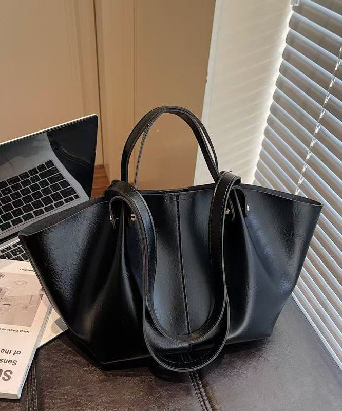 Modern Brown Solid Durable Wrinkled Faux Leather Satchel Handbag