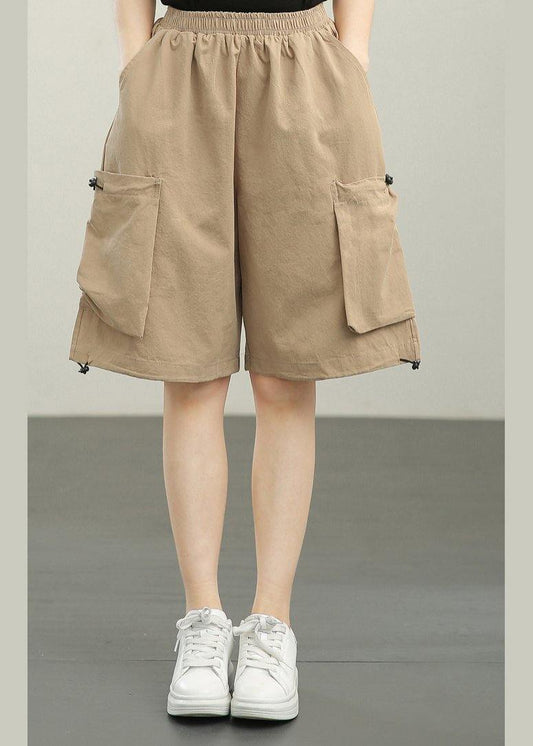 Modern Khaki Pockets hot pants Summer - SooLinen