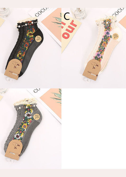 Moderne Nagelperlen Rüschen Blumen Baumwoll-Söckchen