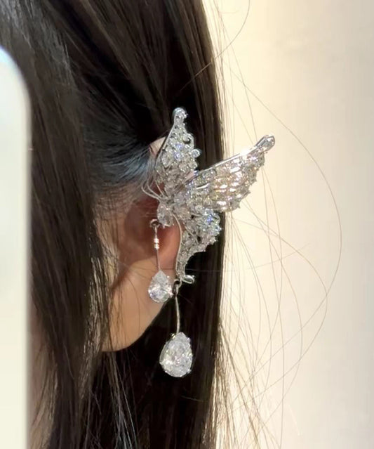 Modern Silk Copper Alloy Butterfly Tassel Drop Earrings