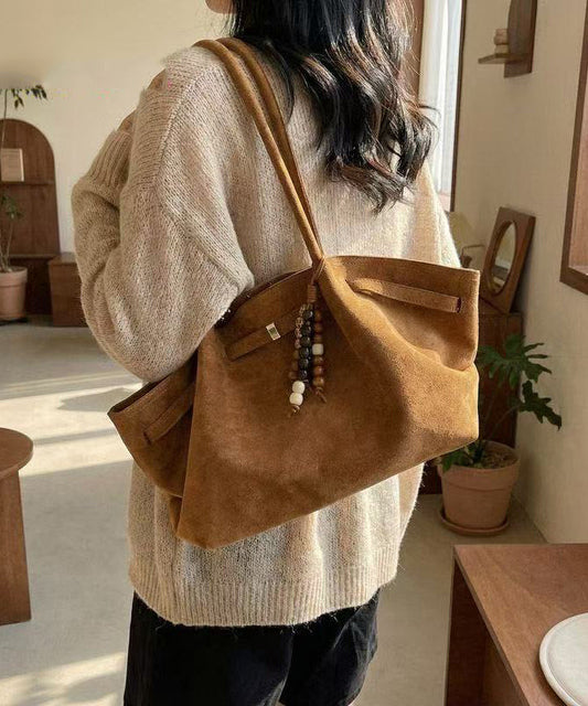 Modern Solid Durable Large Capacity Fine Suede Satchel Handbag