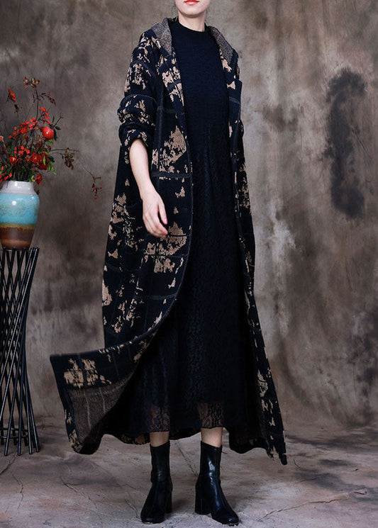 Moderne gelbe Jacquard-Knopf-Kapuzen-Velours-Trenchcoats Frühling