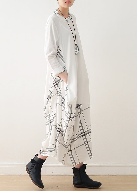 Modern o neck false two pieces cotton Wardrobes plus size Catwalk white cotton Dress spring