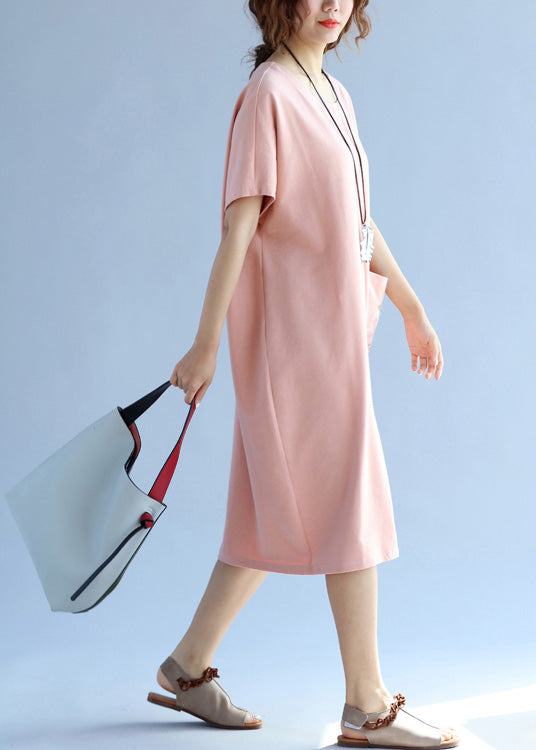 Moderne rosa Baumwolle Quilting Kleidung Mode Ideen Taschen lose Sommerkleider