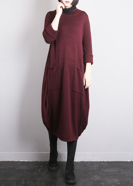 Mulberry O-Ausschnitt Strick-Baumwollfaden Pulloverkleid Herbst