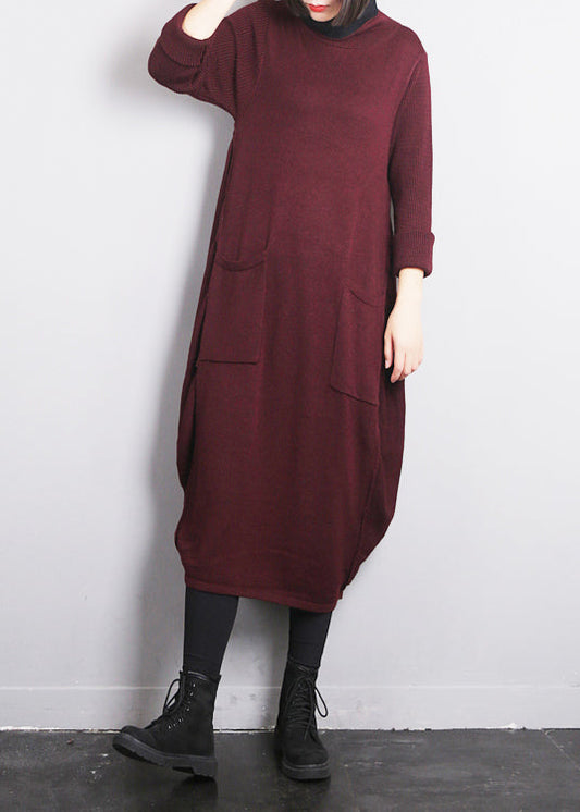 Mulberry O-Ausschnitt Strick-Baumwollfaden Pulloverkleid Herbst