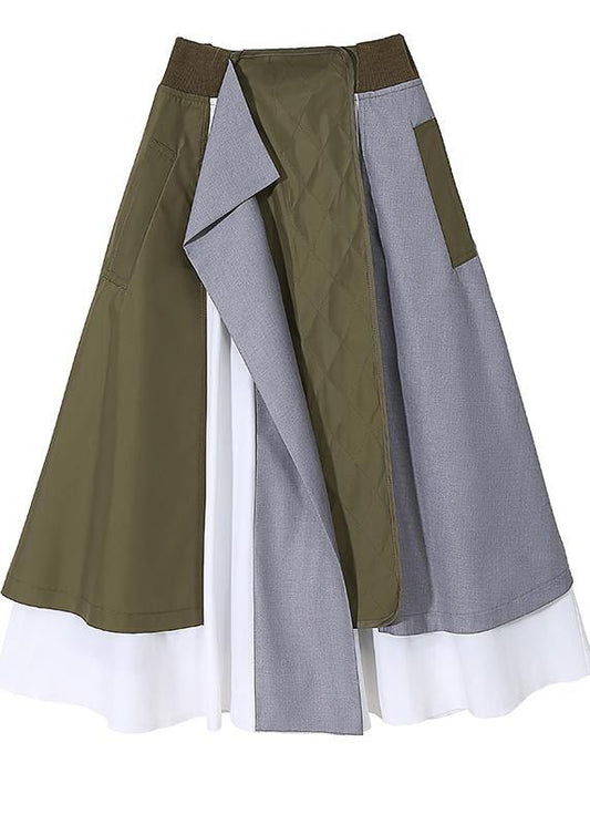 Multicolor Patchwork A-Line Elegant Long Skirt - SooLinen