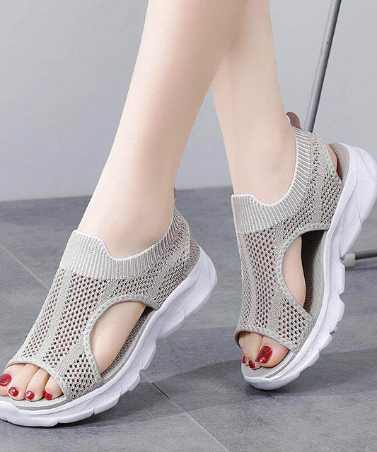 Multicolour Sandals Knit Fabric Elegant Hollow Out Sandals