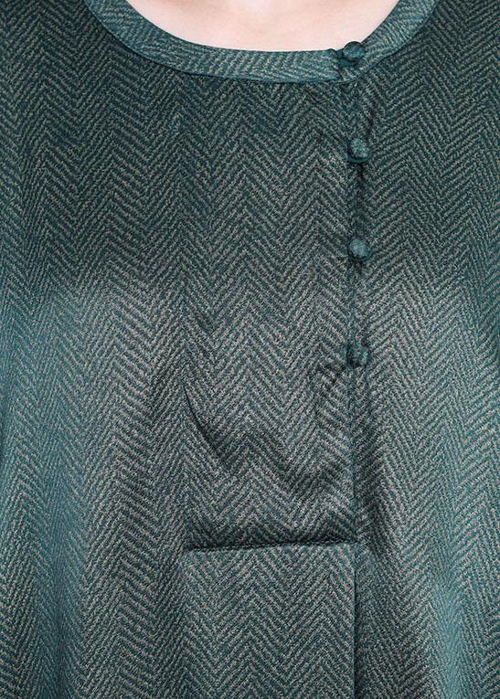 Natural Green Vintage Asymmetrical Button Summer Silk Summer Dresses - SooLinen