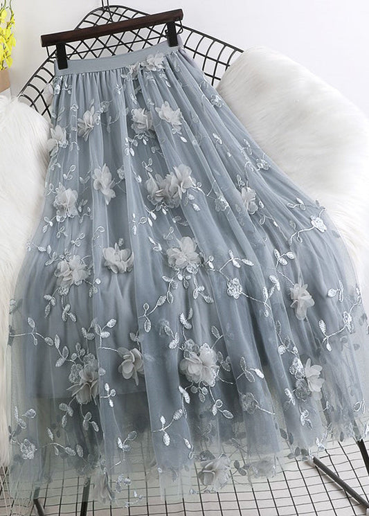 Natürliche Rosa Bestickte Blumen Tüll Röcke Frühling