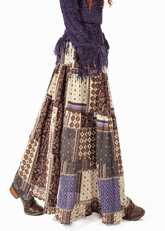 Natural Print High Waist Maxi Skirts Summer