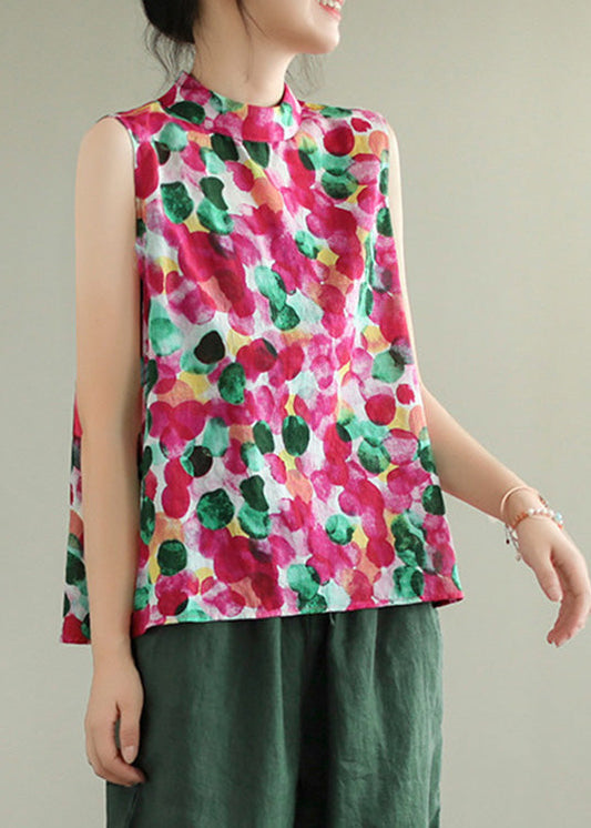 Naturrote Baumwollweste mit Print für den Sommer