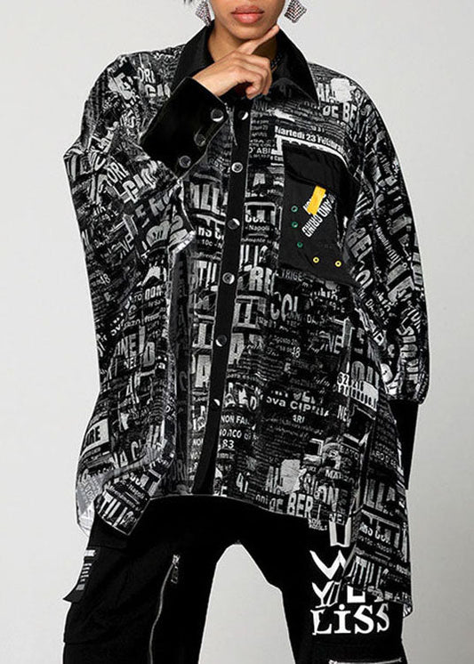 Natürliches weißes asymmetrisches grafisches Baumwollhemd Tops Frühling