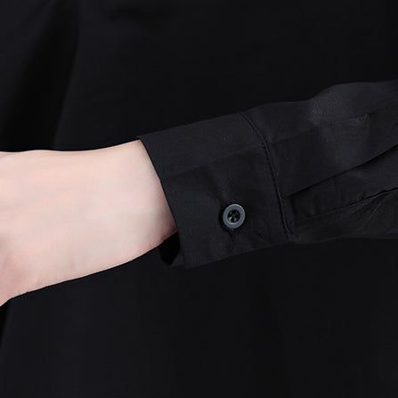 Natürliche schwarze Baumwollkranich-Oberteile Pakistanische Form Stehkragen Button Down Kniehemd