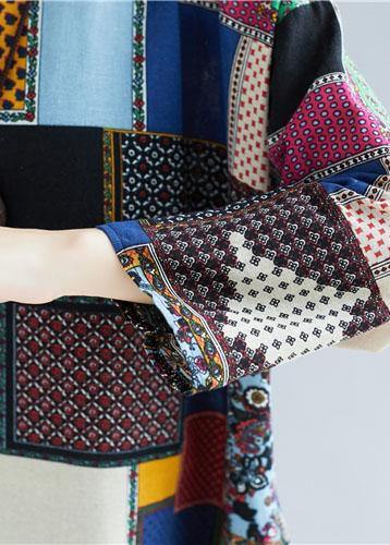 Natural multicolor linen Wardrobes o neck pockets long Dress - SooLinen