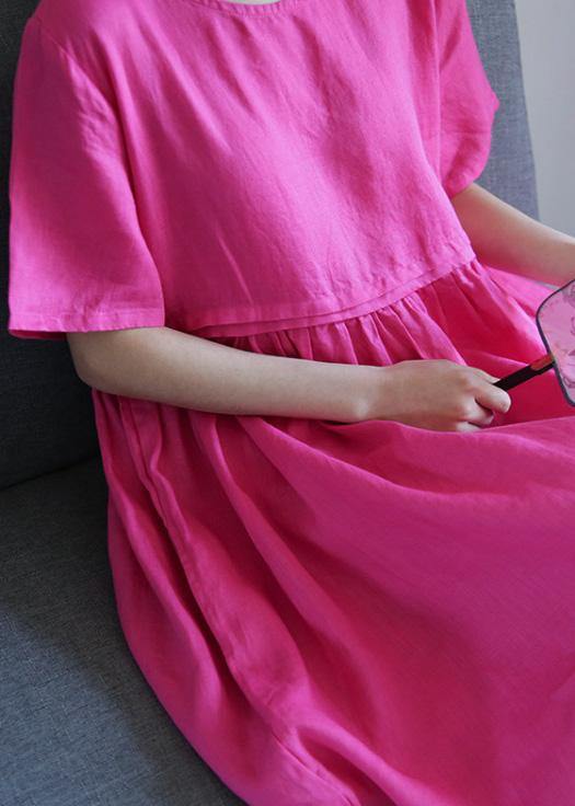 Natural rese linen Robes o neck Cinched Maxi summer Dress - SooLinen