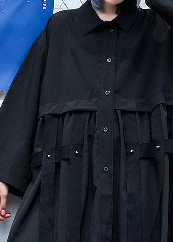 Natural tassel cotton dresses design black Dresses shirt Dress fall - SooLinen