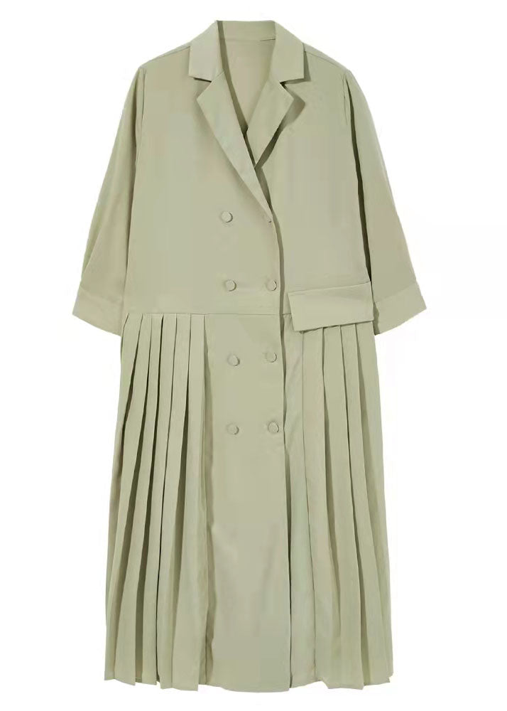 Naturgrünes Tunika-Sommerkleid mit V-Ausschnitt und tailliertem Schnitt