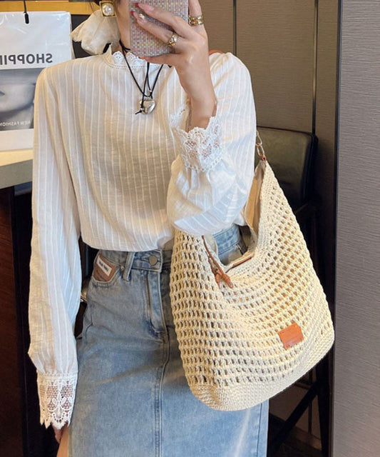 New Apricot Large Capacity Straw Woven Shoulder Bag