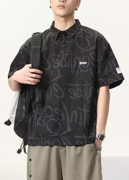 New Apricot Letter Button Cotton Men Polo Shirts Summer