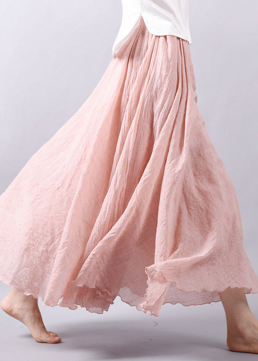 Neu Beige Feste Hohe Taille Baumwolle Rock Sommer