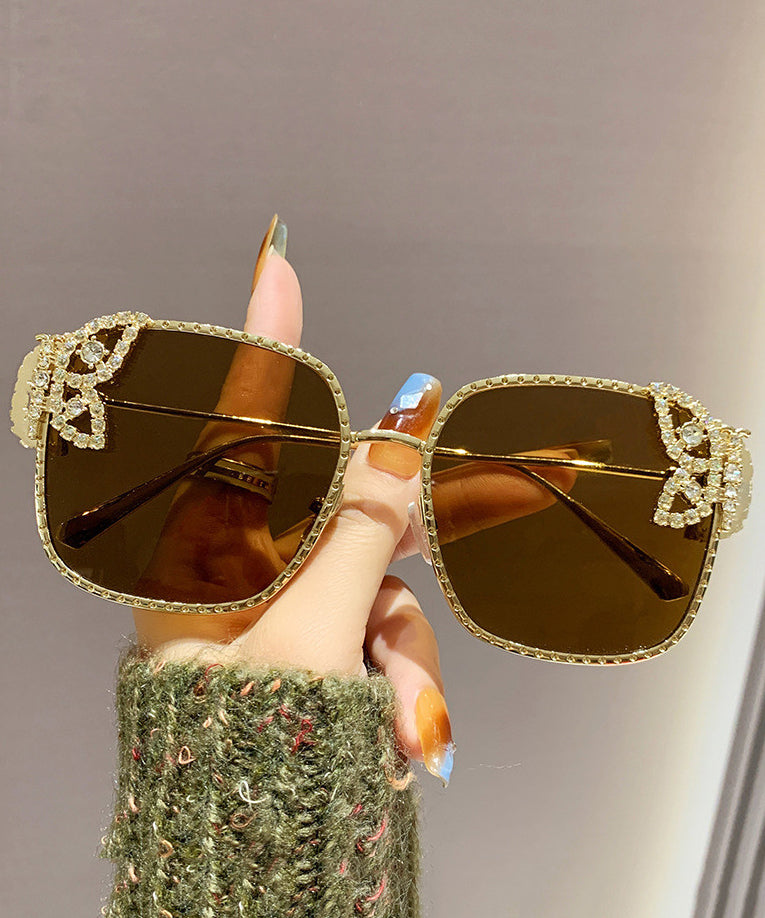 New Black Exquisite Butterfly Square Zircon Sunglasses