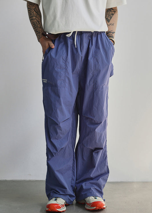 New Blue Letter Lace Up Pockets Cotton Men Pants Summer