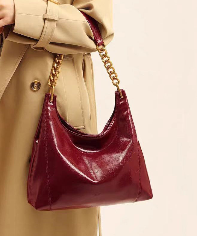 Neue rote Boutique-Schultertasche aus Kunstleder mit großem Fassungsvermögen