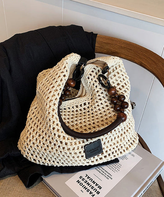 New Brown Large Capacity Hollow Out Woven Shoulder Bag