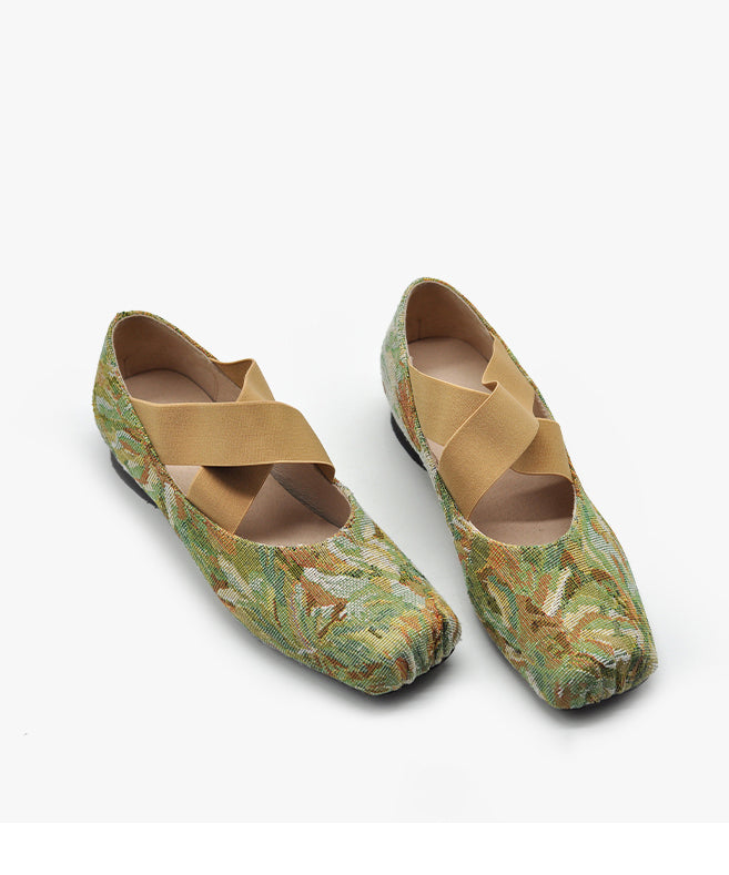 New Chinese Style Grass Green Cross Strap Mary Jane Shoes