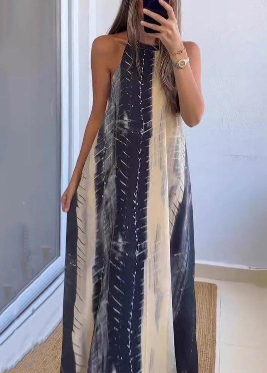 Neues ärmelloses Maxikleid aus Baumwolle mit Farbblock-Print