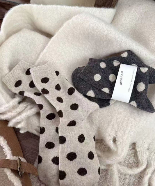 New Dot Print Thick And Warm Cotton Crew Socks