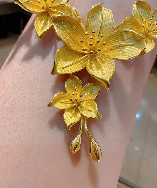 Neu Gold Sterling Silber Legierung Floral Quaste Anhänger Halskette