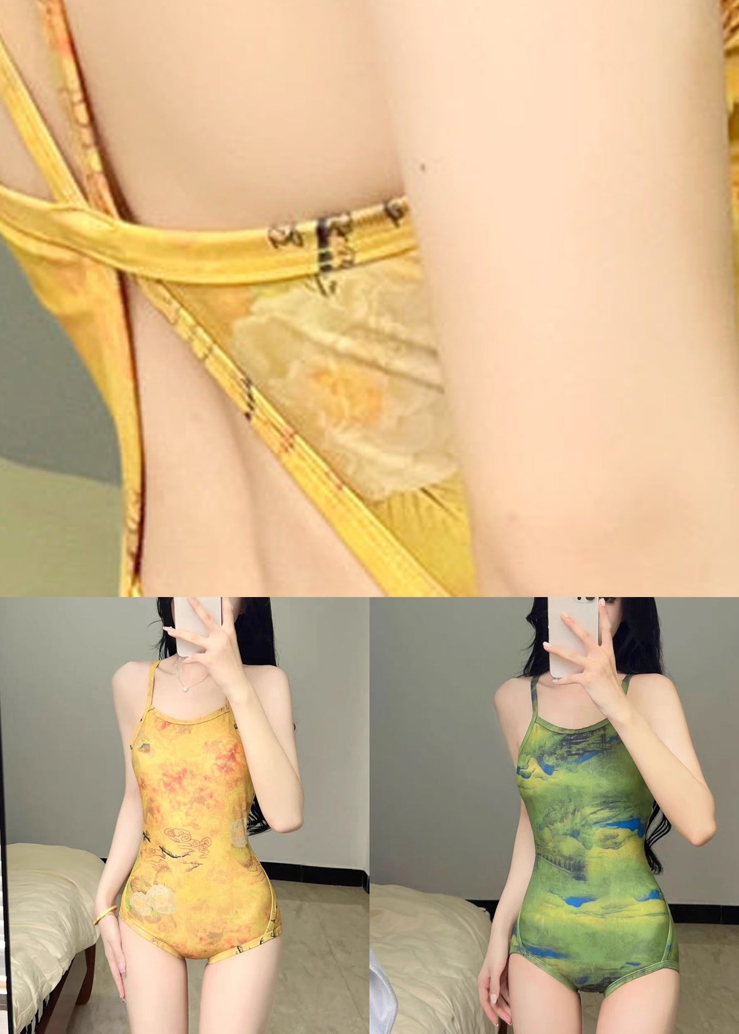 New Green Print Holiday Bodysuits Swimwear