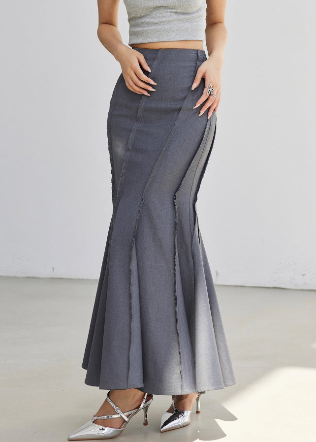 New Grey High Waist Patchwork Spandex Fishtail Skirt Summer