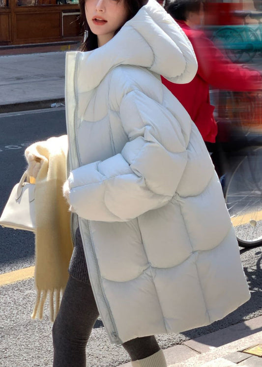 Nuevos abrigos de plumón de pato con bolsillos con cremallera y capucha azul claro para invierno