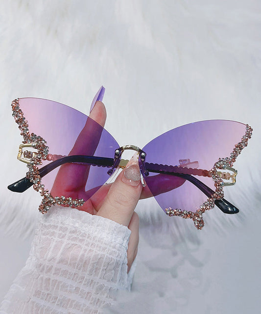 New Pink Butterfly Zircon Sunglasses