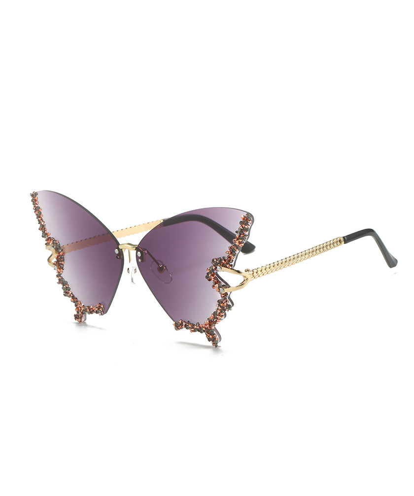 New Pink Butterfly Zircon Sunglasses